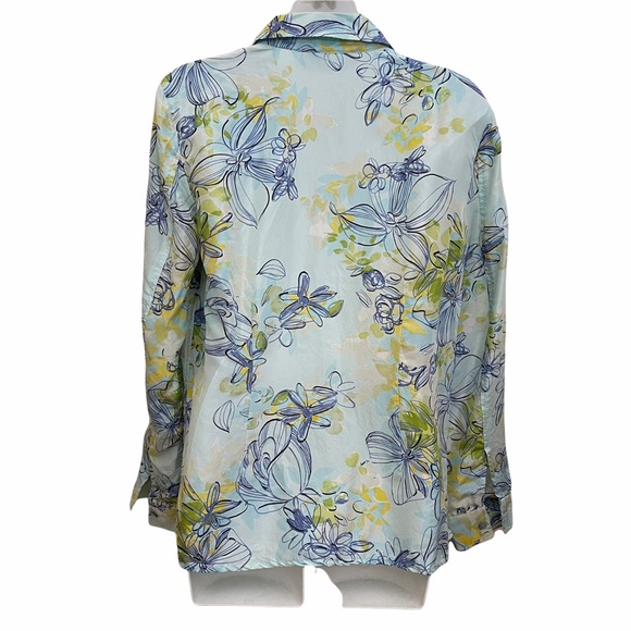 Liz Claiborne Floral Shirt Button Down Silk - Picture 9 of 10
